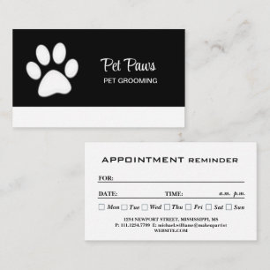 Carte De Rendez-vous Paw chien blanc sur le service de toilettage pour 