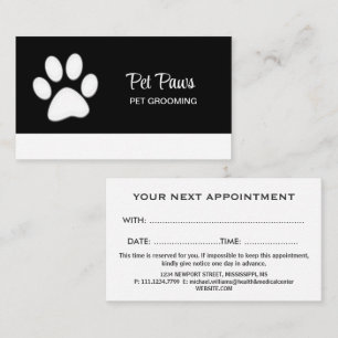 Carte De Rendez-vous Paw chien blanc sur le service de toilettage pour 