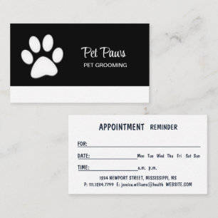 Carte De Rendez-vous Paw chien blanc sur le service de toilettage pour 