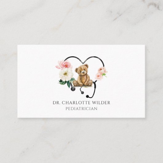 Carte De Rendez-vous Pediatrician Floral Stethoscope Appointment Card (Devant)