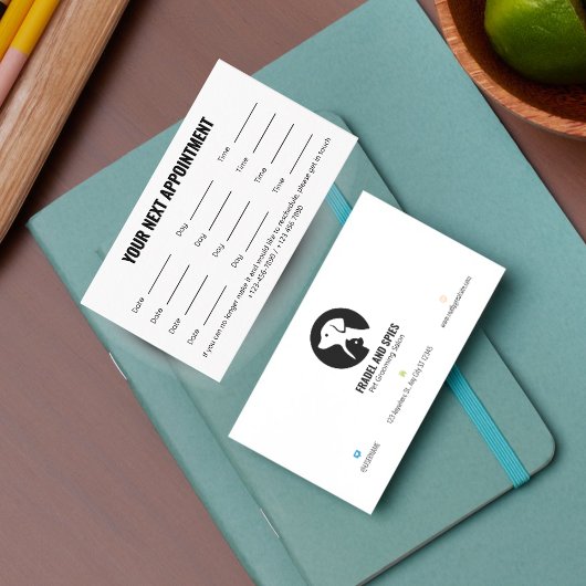 Carte De Rendez-vous Pet Care Appointment Card with Logo & Cute Animal