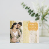 Carte de rendez-vous photo avec étiquette à tourbi (Debout devant)