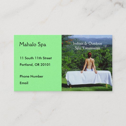 Carte De Rendez-vous Photo de spa de Tableau extérieur de massage (Devant)