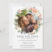 Carte de rendez-vous photo florale rose ivoire pêc (Devant)