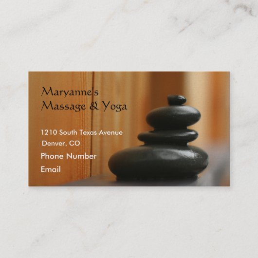 Carte De Rendez-vous Pierres de massage et bois (Devant)