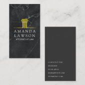 Carte De Rendez-vous Pilier d'or | Marbre noir | Exécutif (Devant / Derrière)