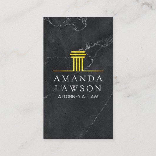 Carte De Rendez-vous Pilier d'or | Marbre noir | Exécutif (Devant)