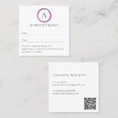 Carte De Rendez-vous Pink and Purple Monogram QR Code Modern (Devant / Derrière)