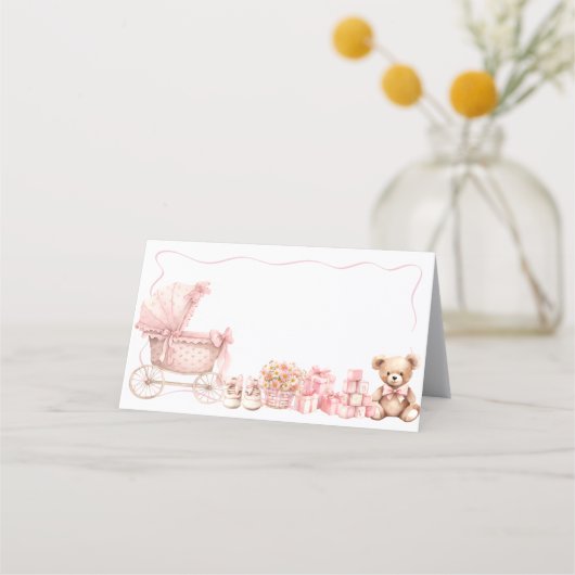 Carte De Rendez-vous Pink Bow Carriage Baby Shower Appointment Card (Devant)
