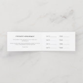 Carte de rendez-vous pliée du salon de coiffure (Intérieur déplié)