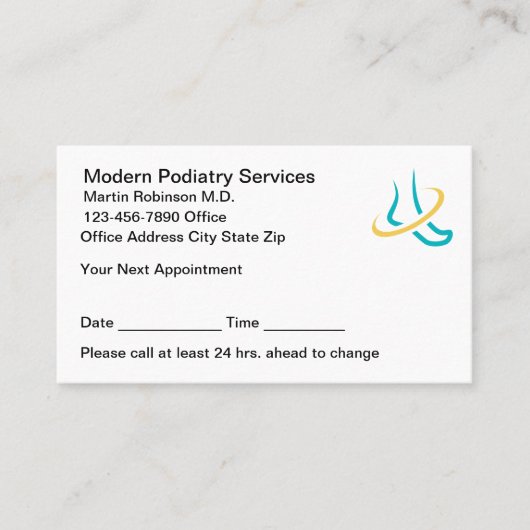 Carte De Rendez-vous Podiatrist Modern Logo Appointment Cards  (Devant)