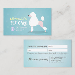 Carte De Rendez-vous Poodé Chien Animaux assis Bain Salon De Grooming