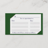 Carte De Rendez-vous Porte - bloc vert avec stéthoscope Médicale (Dos)