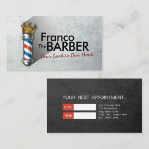 Carte De Rendez-vous Poteau en coiffure de la Couronne Barbier Atelier