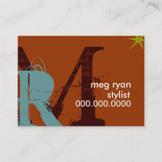 Carte De Rendez-vous Potelé orange d'initiales