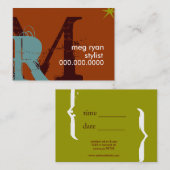 Carte De Rendez-vous Potelé orange d'initiales (Devant / Derrière)