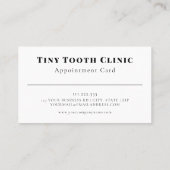 Carte de rendez-vous pour enfants dentistes pédiat (Dos)