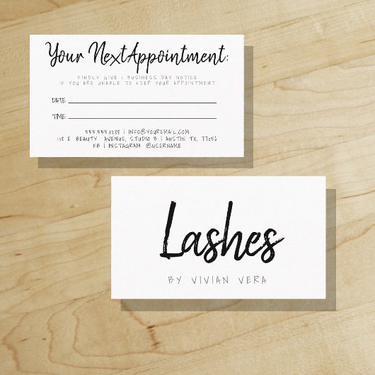 Carte de rendez-vous pour extensions de cils Minim