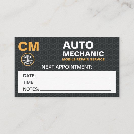 Carte de rendez-vous pour la réparation automobile (Devant)