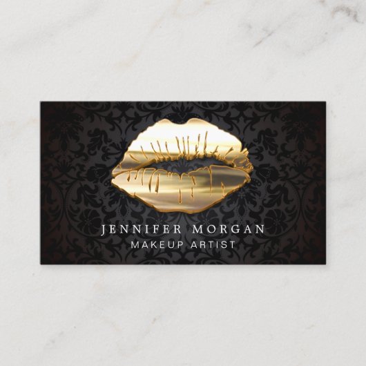 Carte de rendez-vous pour les lèvres en or noir 3D (Devant)