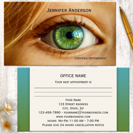 Carte de rendez-vous pour les soins des yeux