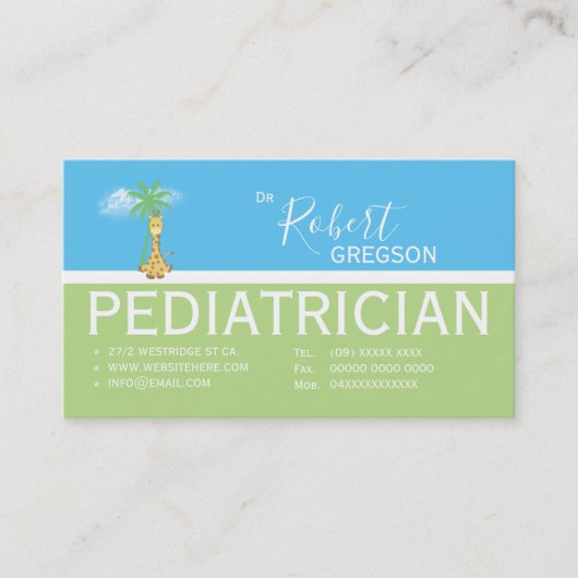 Carte de rendez-vous pour pédiatre de Cute Giraffe (Devant)
