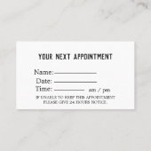 Carte de rendez-vous pour soins Médicales classiqu (Dos)