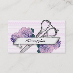 Carte De Rendez-vous pourpre floral vintage de coiffeur de styliste en