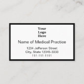 Carte De Rendez-vous Pratique Médicale professionnelle en noir et blanc (Dos)