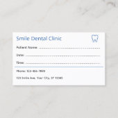 Carte De Rendez-vous Professional Dental Appointment Card (Devant)