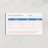 Carte de rendez-vous professionnel en soins dentai (Dos)