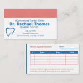 Carte de rendez-vous professionnel en soins dentai (Devant / Derrière)