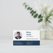 Carte de rendez-vous professionnelle blanche et bl (Debout devant)