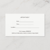 Carte de rendez-vous professionnelle classique sim (Dos)