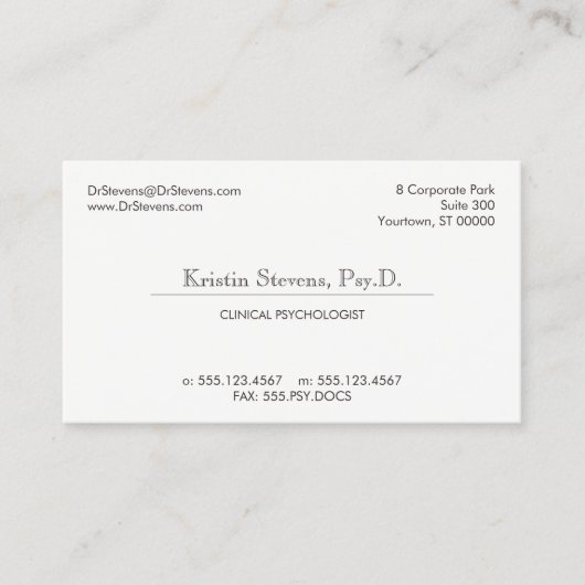 Carte de rendez-vous professionnelle classique sim (Devant)