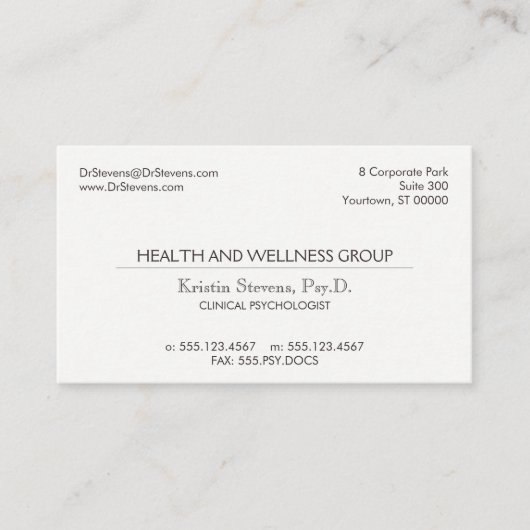 Carte de rendez-vous professionnelle classique sim (Devant)