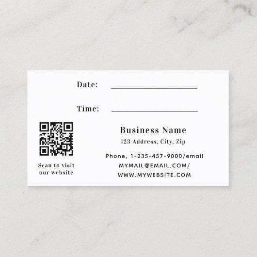 Carte de rendez-vous professionnelle de code QR bl (Dos)