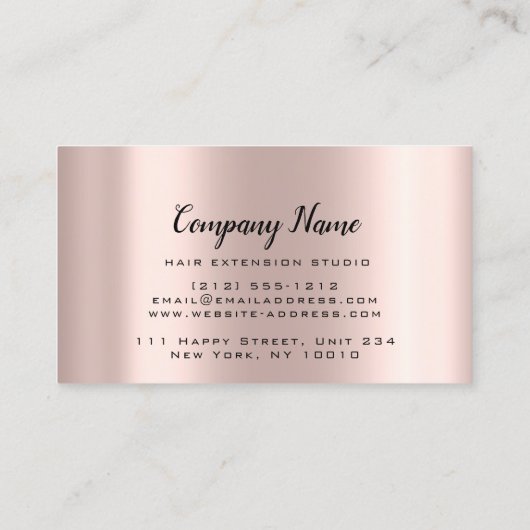 Carte De Rendez-vous Prolongation des cheveux Rose couronne étincelle d (Dos)