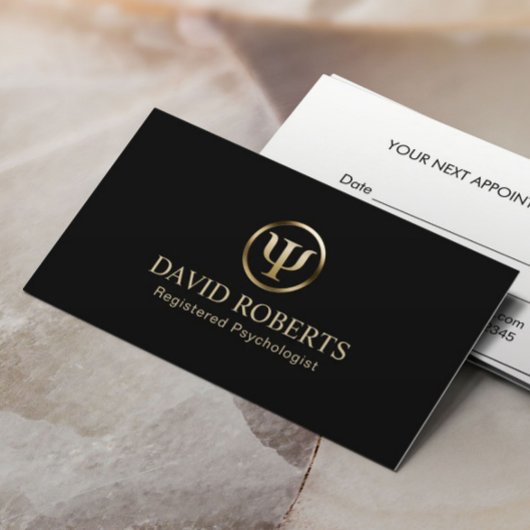 Carte De Rendez-vous Psychologue Conseiller Black & Gold Nomination