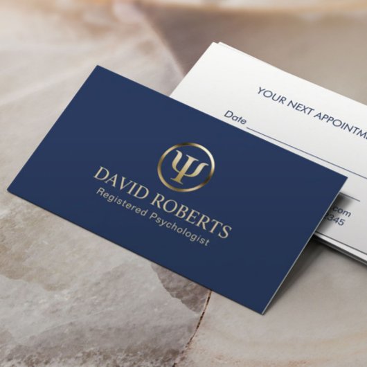 Carte De Rendez-vous Psychologue Conseiller Marine & Gold Nomination