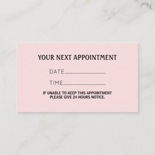 Carte De Rendez-vous QR Code Blush Coiffeur rose Manicuriste (Dos)