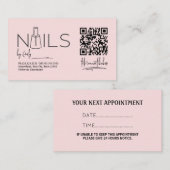 Carte De Rendez-vous QR Code Blush Coiffeur rose Manicuriste (Devant / Derrière)