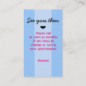 Carte De Rendez-vous Rappel de Midwife.OBGYN.Pediatrician.Appointment (Dos)