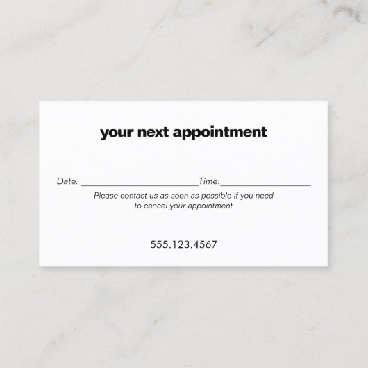 Carte De Rendez-vous Rappel de nomination moderne (Dos)