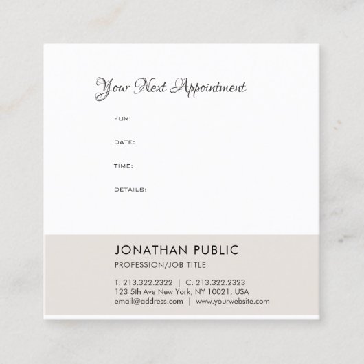 Carte De Rendez-vous Rappel des nominations modernes Modèle élégant (Devant)