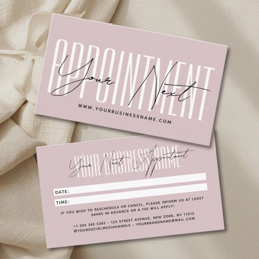 Carte De Rendez-vous rappel professionnel de typographie de script mode