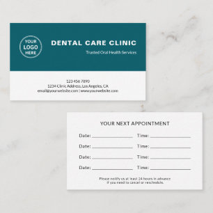 Carte De Rendez-vous Rappel sarcelle professionnel de dentisterie denta
