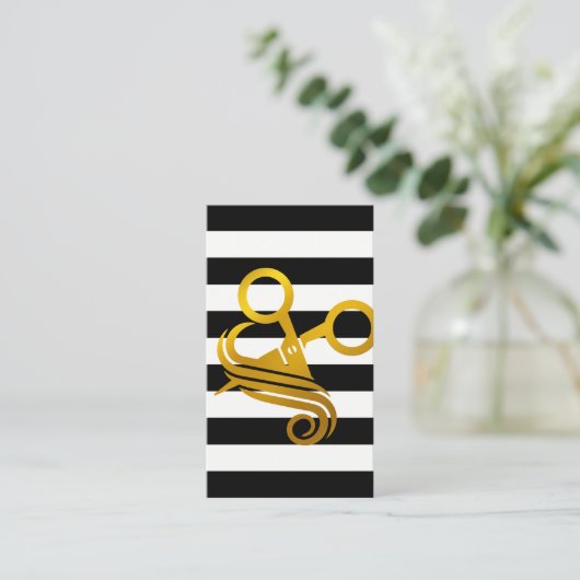 Carte De Rendez-vous Rayures | Ciseaux d'or (Debout devant)