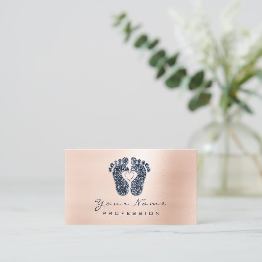 Carte De Rendez-vous Réflexologie Rose Parties scintillant Blue Navy No (Debout devant)