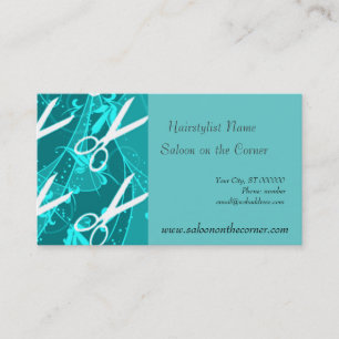 Carte De Rendez-vous Rétros ciseaux en pastel turquoises d'imaginaire